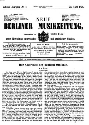 Neue Berliner Musikzeitung Mittwoch 23. April 1856