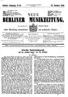 Neue Berliner Musikzeitung Mittwoch 22. Oktober 1856