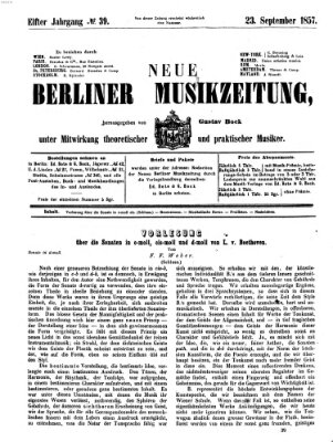 Neue Berliner Musikzeitung Mittwoch 23. September 1857