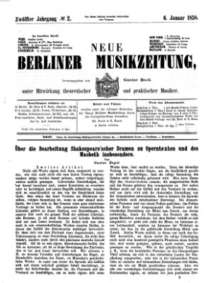 Neue Berliner Musikzeitung Mittwoch 6. Januar 1858