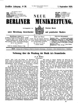 Neue Berliner Musikzeitung Mittwoch 1. September 1858