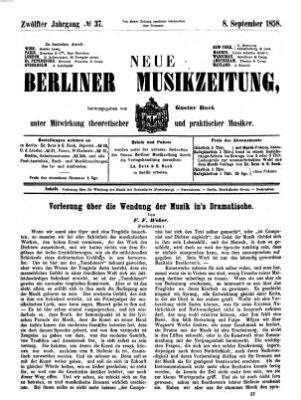 Neue Berliner Musikzeitung Mittwoch 8. September 1858