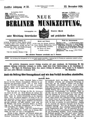 Neue Berliner Musikzeitung Mittwoch 22. Dezember 1858