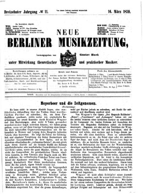 Neue Berliner Musikzeitung Mittwoch 16. März 1859