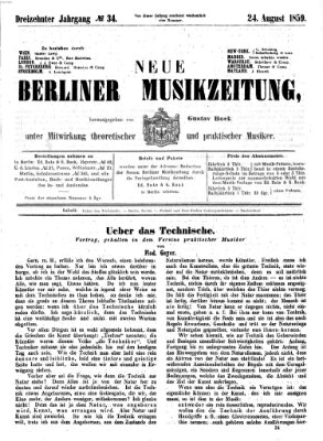 Neue Berliner Musikzeitung Mittwoch 24. August 1859
