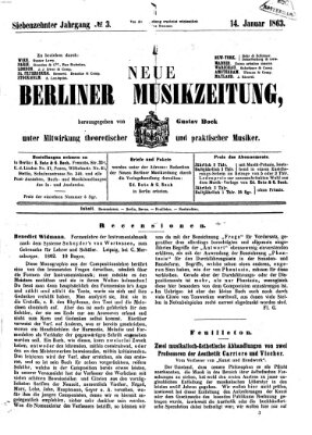 Neue Berliner Musikzeitung Mittwoch 14. Januar 1863