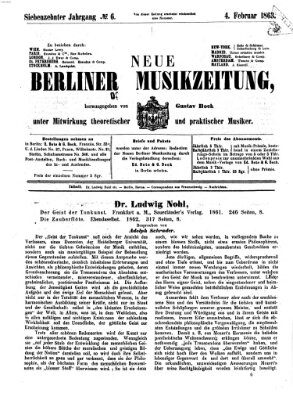 Neue Berliner Musikzeitung Mittwoch 4. Februar 1863