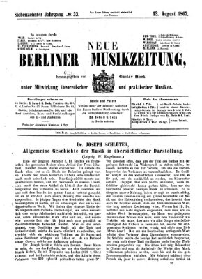 Neue Berliner Musikzeitung Mittwoch 12. August 1863