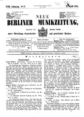 Neue Berliner Musikzeitung Mittwoch 27. April 1864