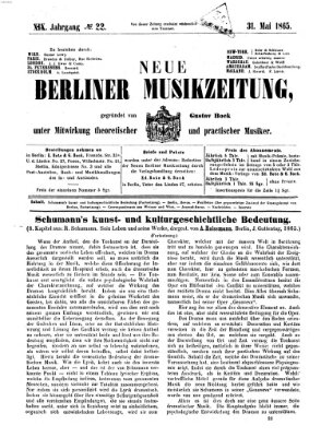 Neue Berliner Musikzeitung Mittwoch 31. Mai 1865
