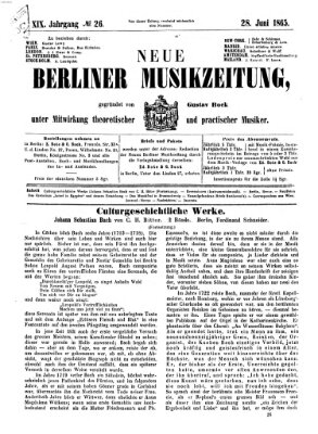 Neue Berliner Musikzeitung Mittwoch 28. Juni 1865