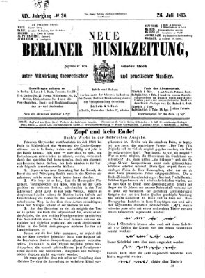 Neue Berliner Musikzeitung Mittwoch 26. Juli 1865