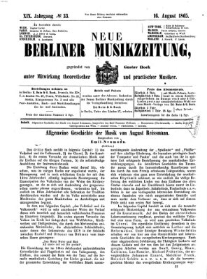 Neue Berliner Musikzeitung Mittwoch 16. August 1865
