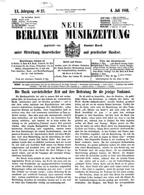 Neue Berliner Musikzeitung Mittwoch 4. Juli 1866