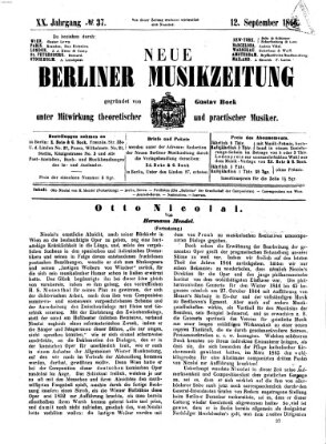 Neue Berliner Musikzeitung Mittwoch 12. September 1866
