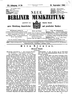 Neue Berliner Musikzeitung Mittwoch 19. September 1866