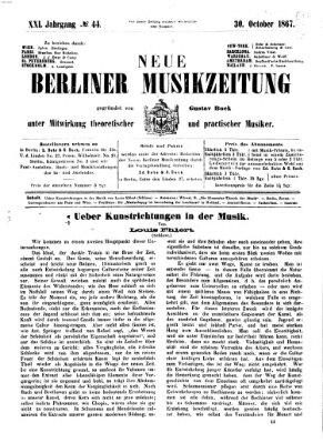 Neue Berliner Musikzeitung Mittwoch 30. Oktober 1867