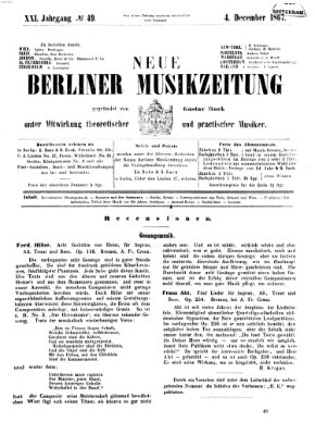 Neue Berliner Musikzeitung Mittwoch 4. Dezember 1867