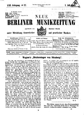 Neue Berliner Musikzeitung Mittwoch 1. Juli 1868