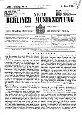 Neue Berliner Musikzeitung Mittwoch 10. März 1869