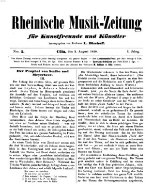 Rheinische Musik-Zeitung für Kunstfreunde und Künstler Samstag 3. August 1850