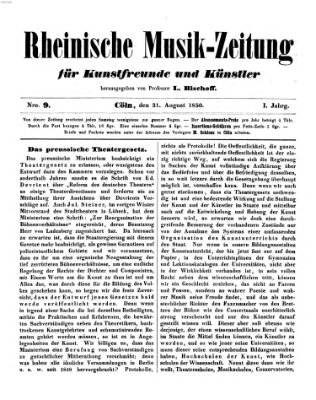 Rheinische Musik-Zeitung für Kunstfreunde und Künstler Samstag 31. August 1850