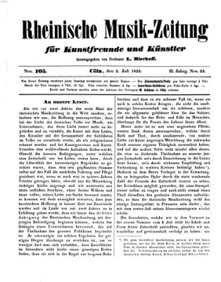 Rheinische Musik-Zeitung für Kunstfreunde und Künstler Samstag 3. Juli 1852