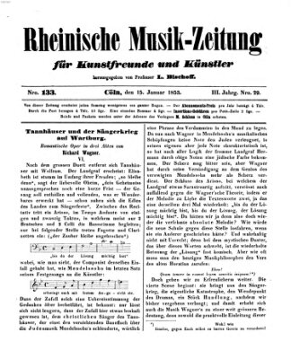 Rheinische Musik-Zeitung für Kunstfreunde und Künstler Samstag 15. Januar 1853