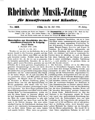 Rheinische Musik-Zeitung für Kunstfreunde und Künstler Mittwoch 20. Juli 1853