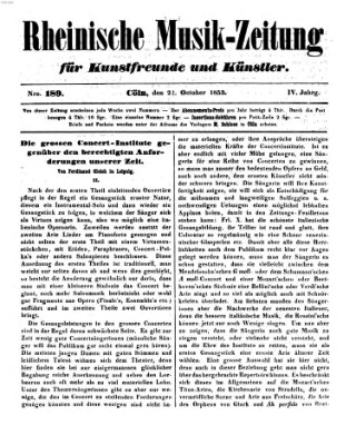 Rheinische Musik-Zeitung für Kunstfreunde und Künstler Samstag 22. Oktober 1853