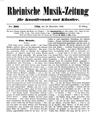 Rheinische Musik-Zeitung für Kunstfreunde und Künstler Samstag 10. Dezember 1853
