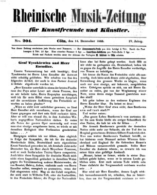 Rheinische Musik-Zeitung für Kunstfreunde und Künstler Mittwoch 14. Dezember 1853