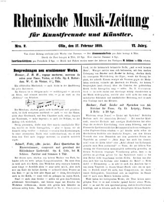Rheinische Musik-Zeitung für Kunstfreunde und Künstler Samstag 17. Februar 1855