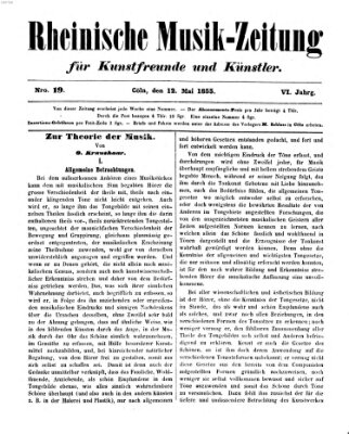 Rheinische Musik-Zeitung für Kunstfreunde und Künstler Samstag 12. Mai 1855