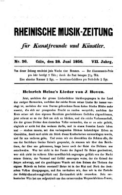 Rheinische Musik-Zeitung für Kunstfreunde und Künstler Samstag 28. Juni 1856