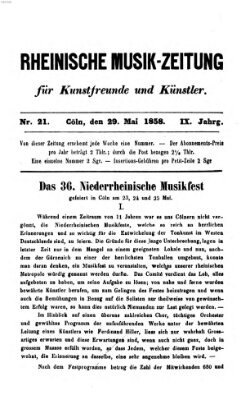 Rheinische Musik-Zeitung für Kunstfreunde und Künstler Samstag 29. Mai 1858