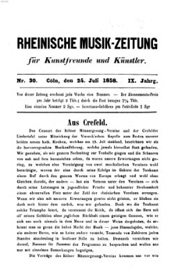 Rheinische Musik-Zeitung für Kunstfreunde und Künstler Samstag 24. Juli 1858