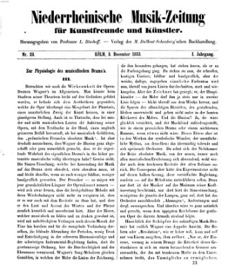 Niederrheinische Musik-Zeitung für Kunstfreunde und Künstler Samstag 3. Dezember 1853