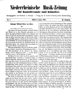 Niederrheinische Musik-Zeitung für Kunstfreunde und Künstler Samstag 6. Januar 1855