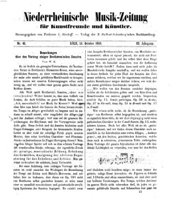 Niederrheinische Musik-Zeitung für Kunstfreunde und Künstler Samstag 13. Oktober 1855