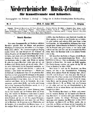 Niederrheinische Musik-Zeitung für Kunstfreunde und Künstler Samstag 17. Januar 1857