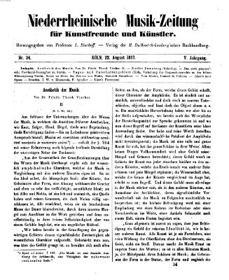Niederrheinische Musik-Zeitung für Kunstfreunde und Künstler Samstag 22. August 1857