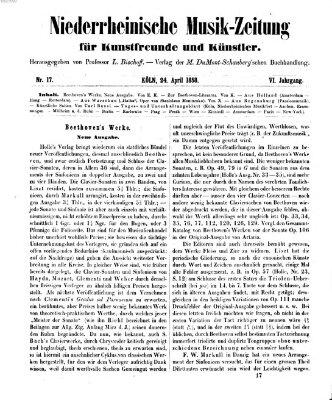 Niederrheinische Musik-Zeitung für Kunstfreunde und Künstler Samstag 24. April 1858