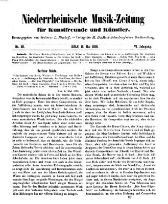 Niederrheinische Musik-Zeitung für Kunstfreunde und Künstler Samstag 15. Mai 1858
