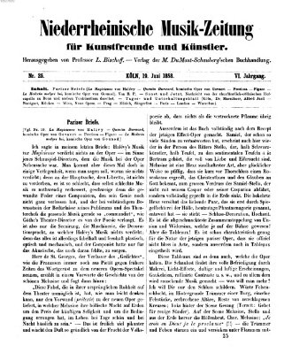 Niederrheinische Musik-Zeitung für Kunstfreunde und Künstler Samstag 19. Juni 1858