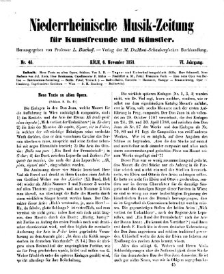 Niederrheinische Musik-Zeitung für Kunstfreunde und Künstler Samstag 6. November 1858