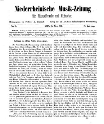 Niederrheinische Musik-Zeitung für Kunstfreunde und Künstler Samstag 16. März 1861