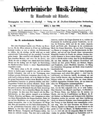 Niederrheinische Musik-Zeitung für Kunstfreunde und Künstler Samstag 1. Juni 1861