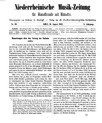 Niederrheinische Musik-Zeitung für Kunstfreunde und Künstler Samstag 16. August 1862
