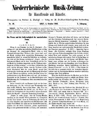 Niederrheinische Musik-Zeitung für Kunstfreunde und Künstler Samstag 4. Oktober 1862